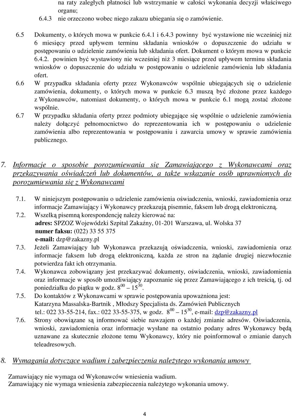 Dokument o którym mowa w punkcie 6.4.2.
