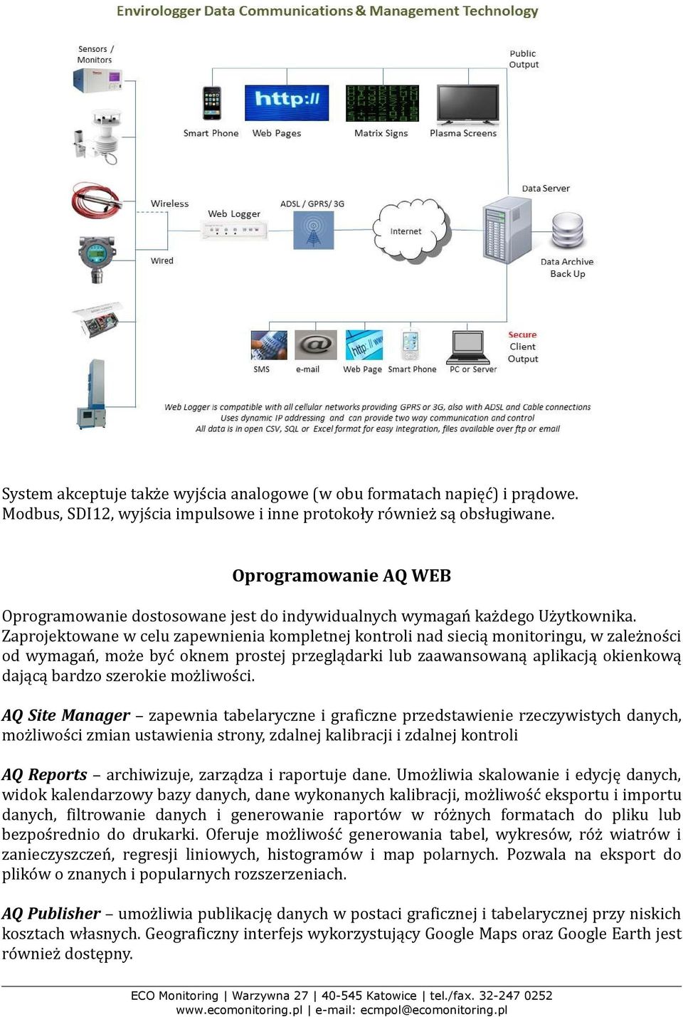 Zaprojektowane w celu zapewnienia kompletnej kontroli nad siecią monitoringu, w zależności od wymagań, może być oknem prostej przeglądarki lub zaawansowaną aplikacją okienkową dającą bardzo szerokie
