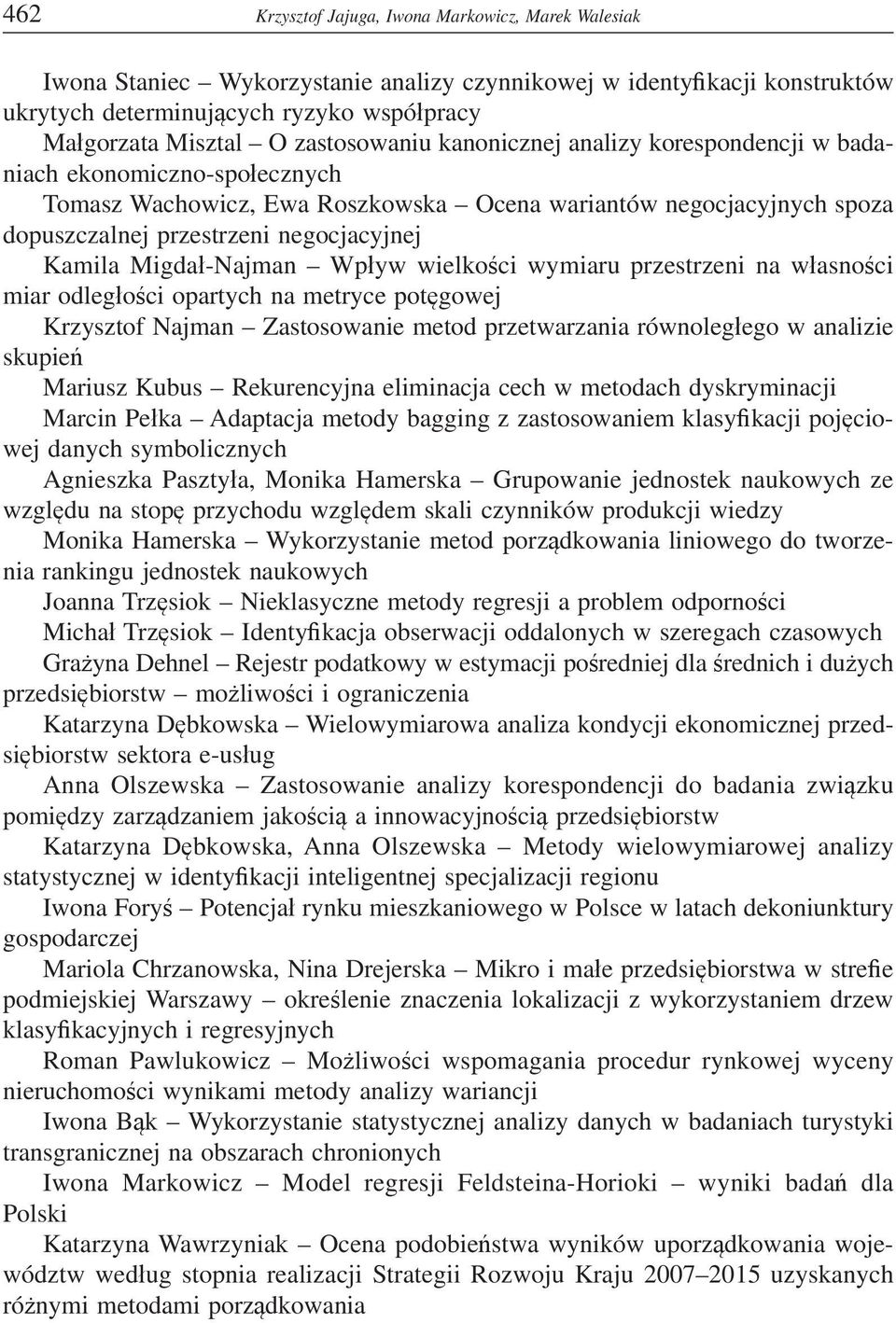Kamila Migda -Najman Wp yw wielko ci wymiaru przestrzeni na w asno ci miar odleg o ci opartych na metryce pot gowej Krzysztof Najman Zastosowanie metod przetwarzania równoleg ego w analizie skupie