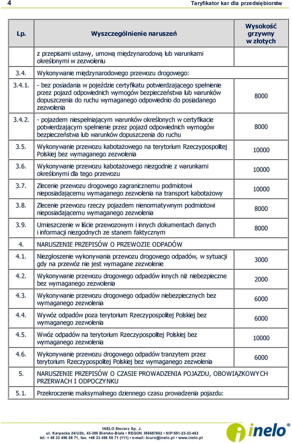 ruchu wymaganego odpowiednio do posiadanego zezwolenia - pojazdem niespełniającym warunków określonych w certyfikacie potwierdzającym spełnienie przez pojazd odpowiednich wymogów bezpieczeństwa lub