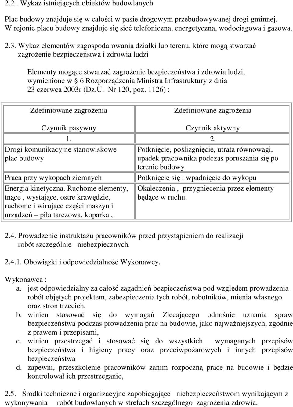 Wykaz elementów zagospodarowania działki lub terenu, które mogą stwarzać zagrożenie bezpieczeństwa i zdrowia ludzi Elementy mogące stwarzać zagrożenie bezpieczeństwa i zdrowia ludzi, wymienione w 6