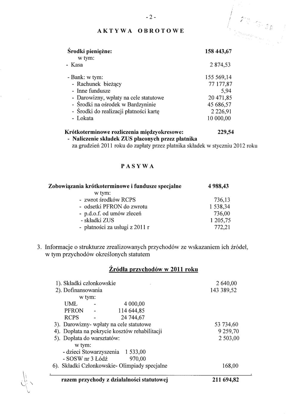 grudzien 2011 roku do zap\aty przez platnika skladek w styczniu 2012 roku PASYWA Zob ow iqzania kr6tkoterminowe i fu