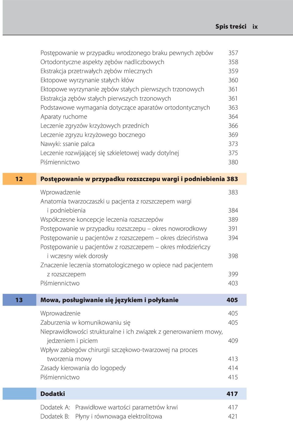 krzyżowych przednich 366 Leczenie zgryzu krzyżowego bocznego 369 Nawyki: ssanie palca 373 Leczenie rozwijającej się szkieletowej wady dotylnej 375 Piśmiennictwo 380 12 Postępowanie w przypadku