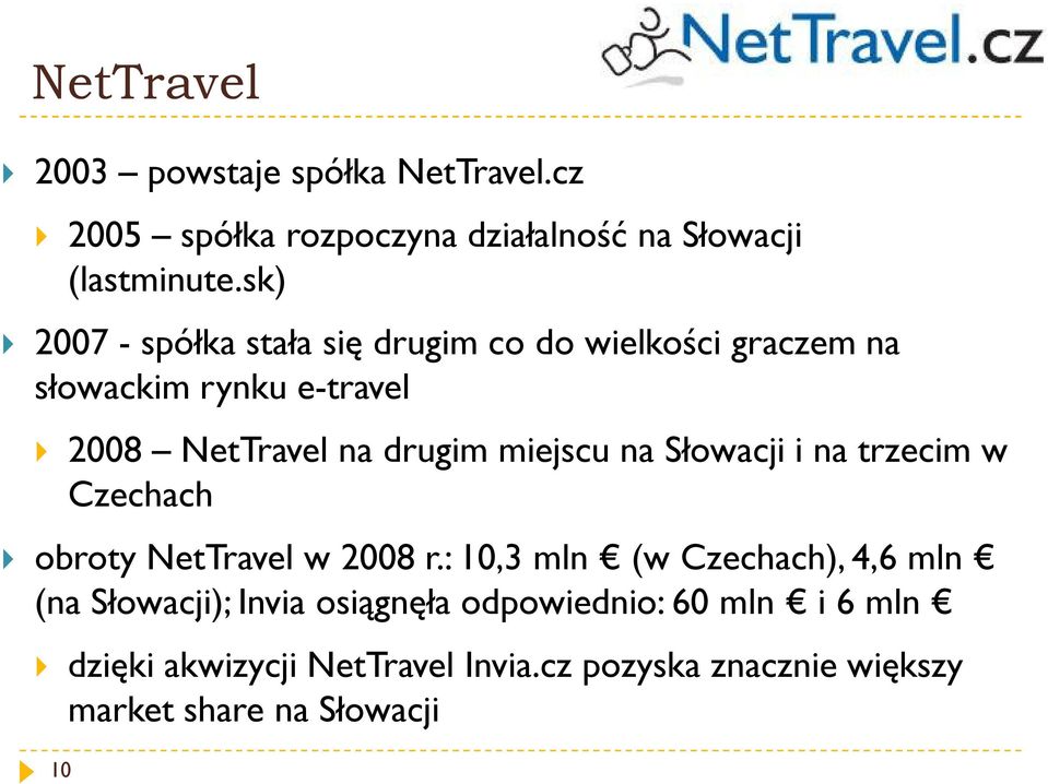 miejscu na Słowacji i na trzecim w Czechach obroty NetTravel w 2008 r.