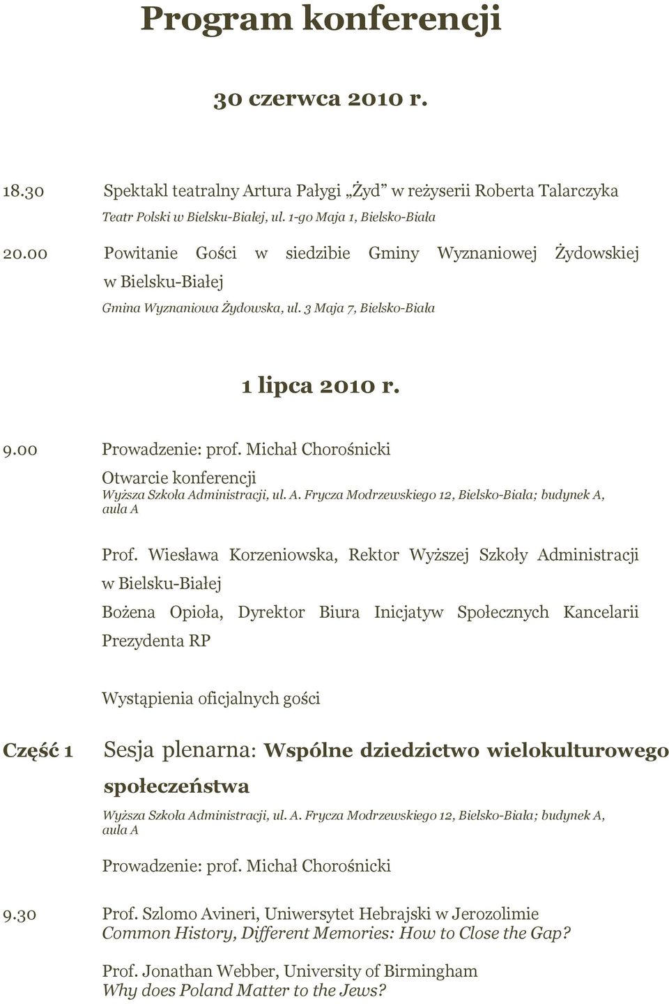 Michał Chorośnicki Otwarcie konferencji Prof.