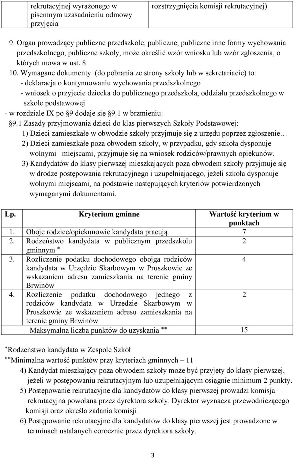 Wymagane dokumenty (do pobrania ze strony szkoły lub w sekretariacie) to: - deklaracja o kontynuowaniu wychowania przedszkolnego - wniosek o przyjecie dziecka do publicznego przedszkola, oddziału