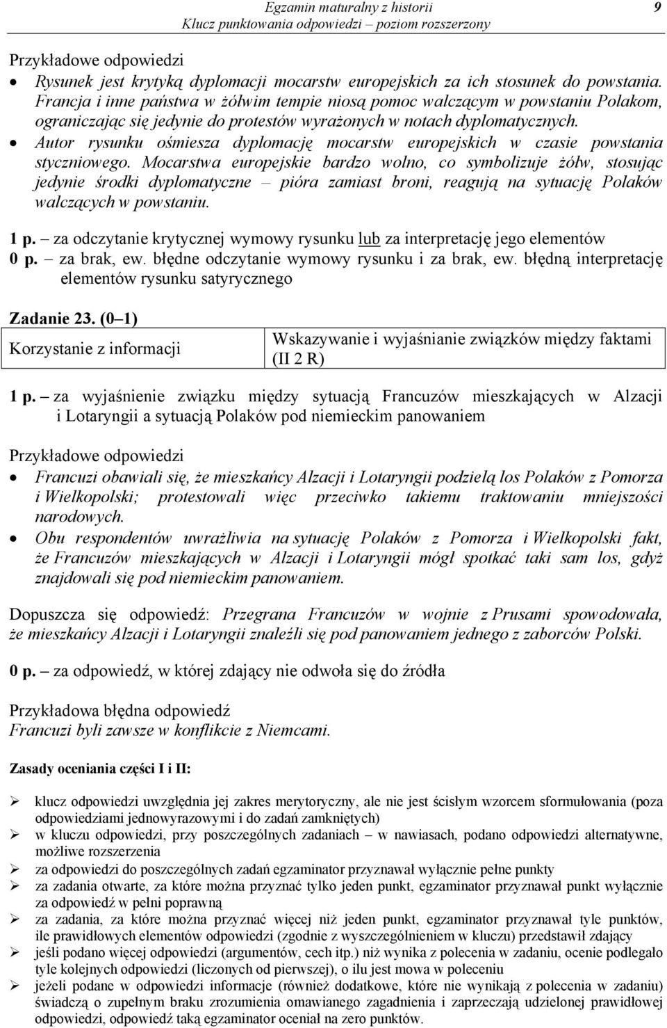 Autor rysunku ośmiesza dyplomację mocarstw europejskich w czasie powstania styczniowego.
