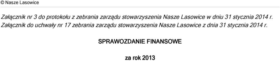 Załącznik do uchwały nr 17 zebrania zarządu stowarzyszenia