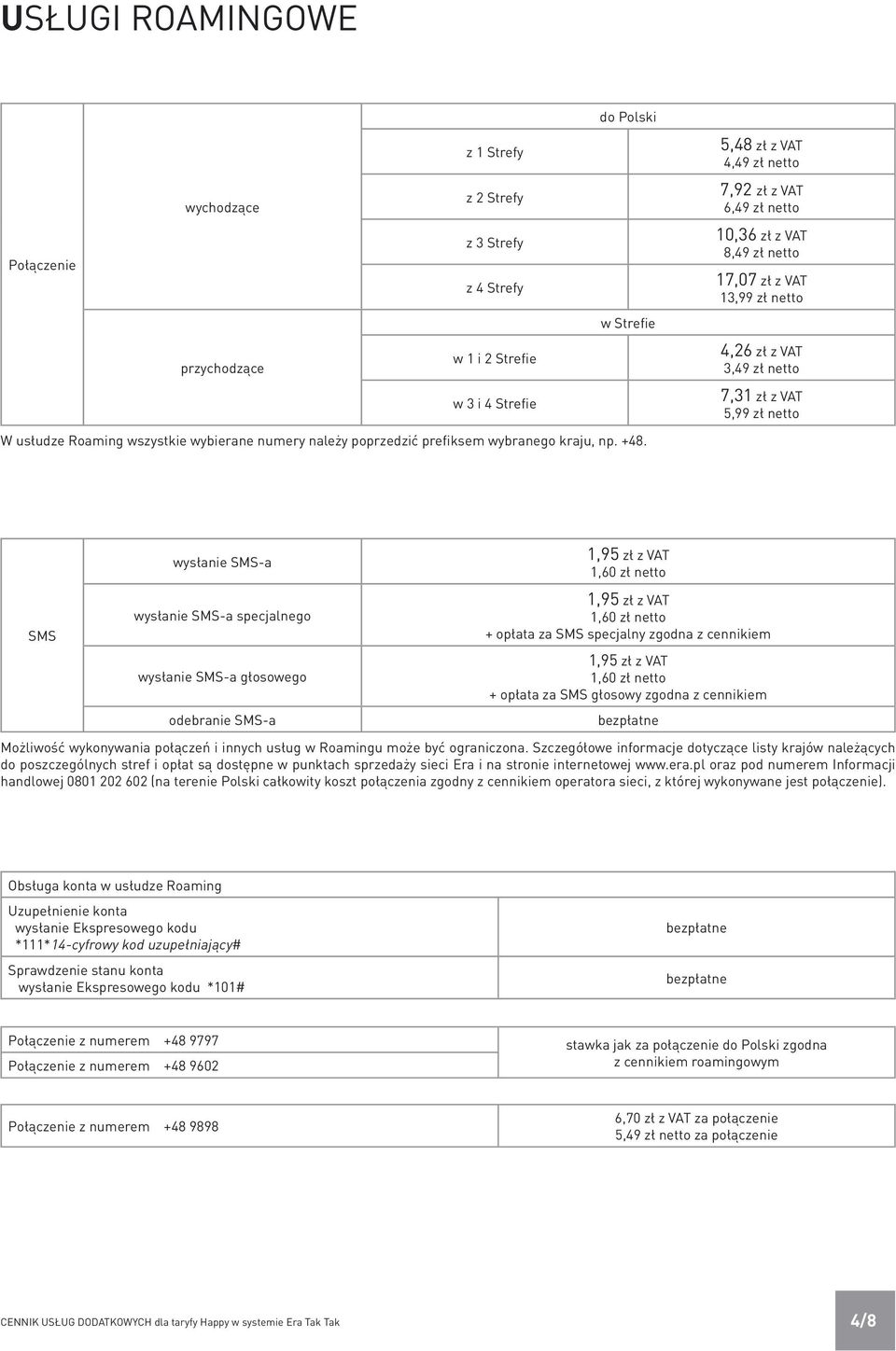 7,31 zł z VAT 5,99 zł netto wysłanie SMS-a 1,95 zł z VAT 1,60 zł netto SMS wysłanie SMS-a specjalnego wysłanie SMS-a głosowego odebranie SMS-a 1,95 zł z VAT 1,60 zł netto + opłata za SMS specjalny