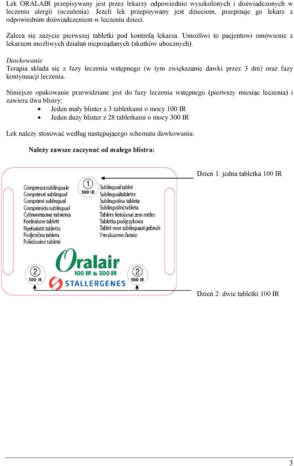 Terapia składa się z fazy leczenia wstępnego (w tym zwiększanie dawki przez 3 dni) oraz fazy kontynuacji leczenia Niniejsze opakowanie przewidziane jest do fazy leczenia wstępnego (pierwszy miesiąc