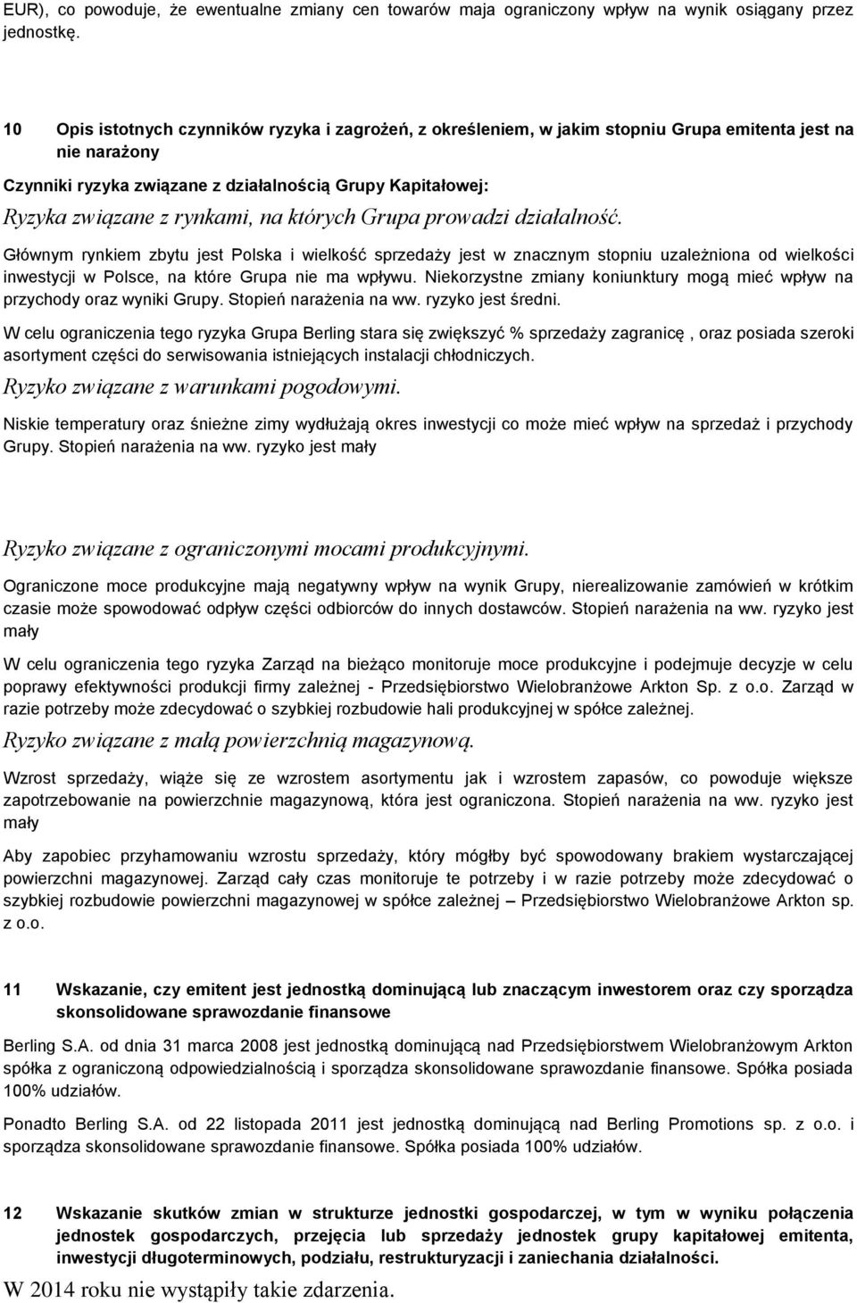 rynkami, na których Grupa prowadzi działalność.
