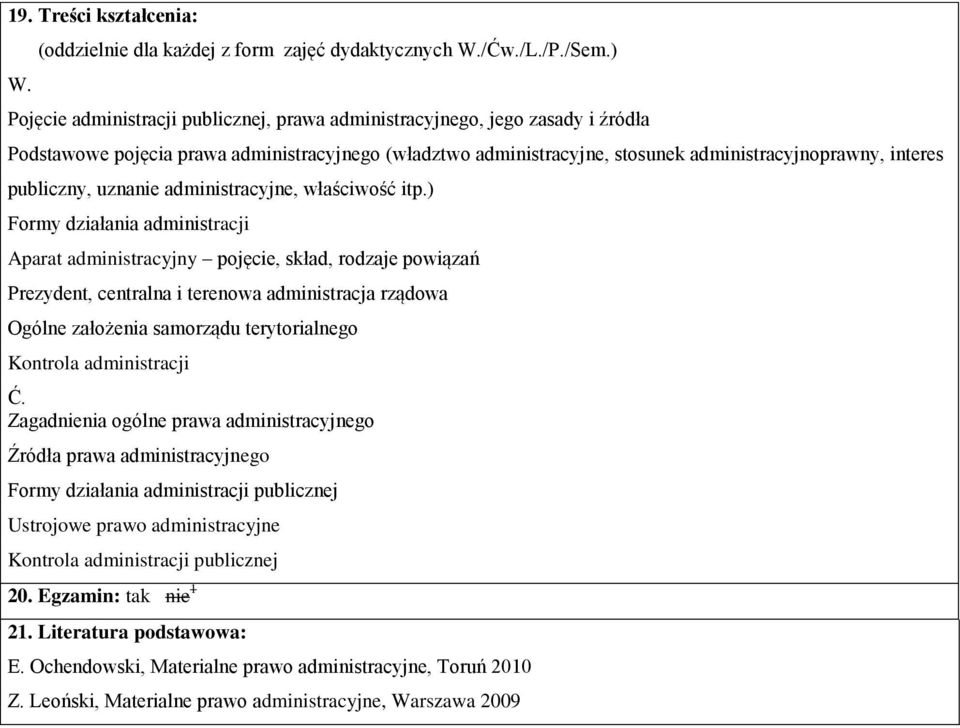 publiczny, uznanie administracyjne, właściwość itp.