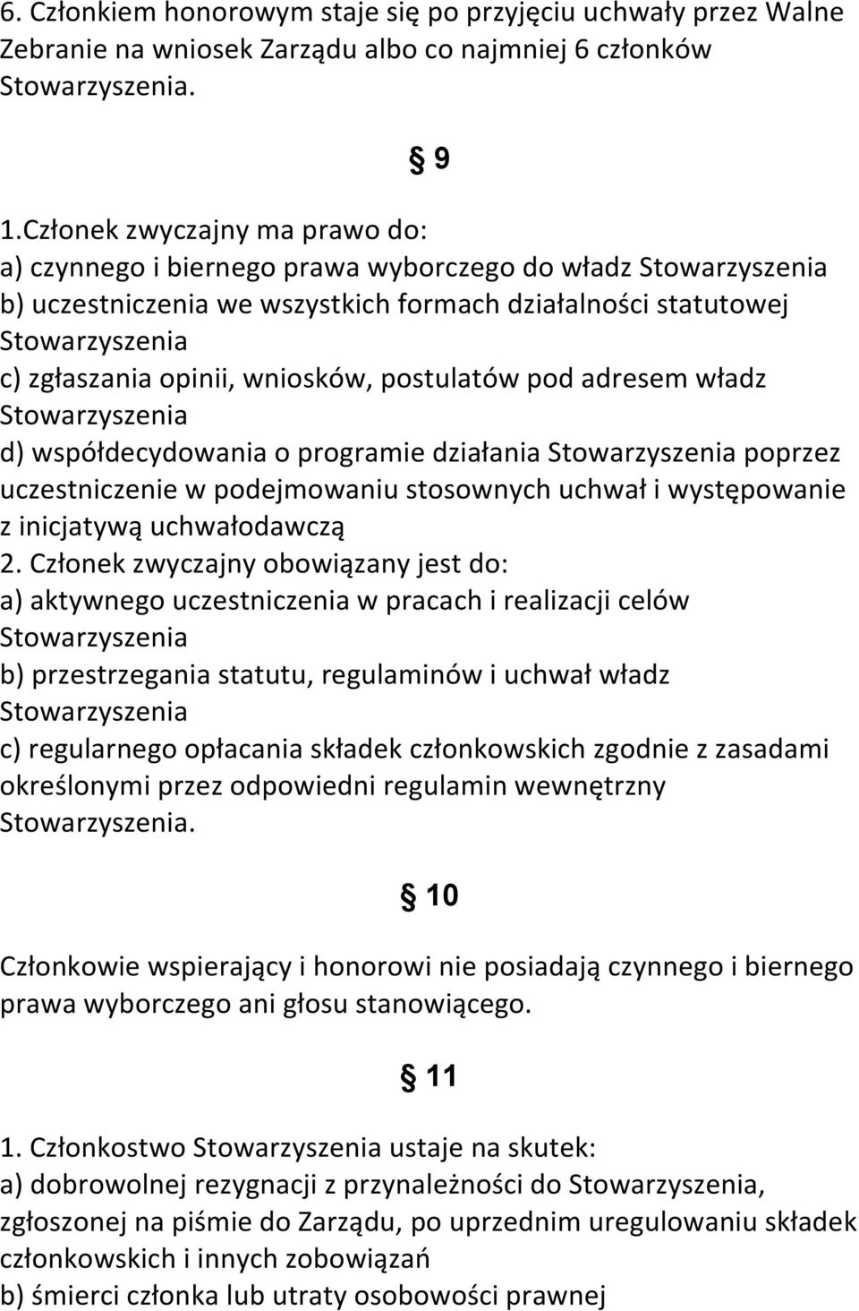wniosków, postulatów pod adresem władz Stowarzyszenia d) współdecydowania o programie działania Stowarzyszenia poprzez uczestniczenie w podejmowaniu stosownych uchwał i występowanie z inicjatywą