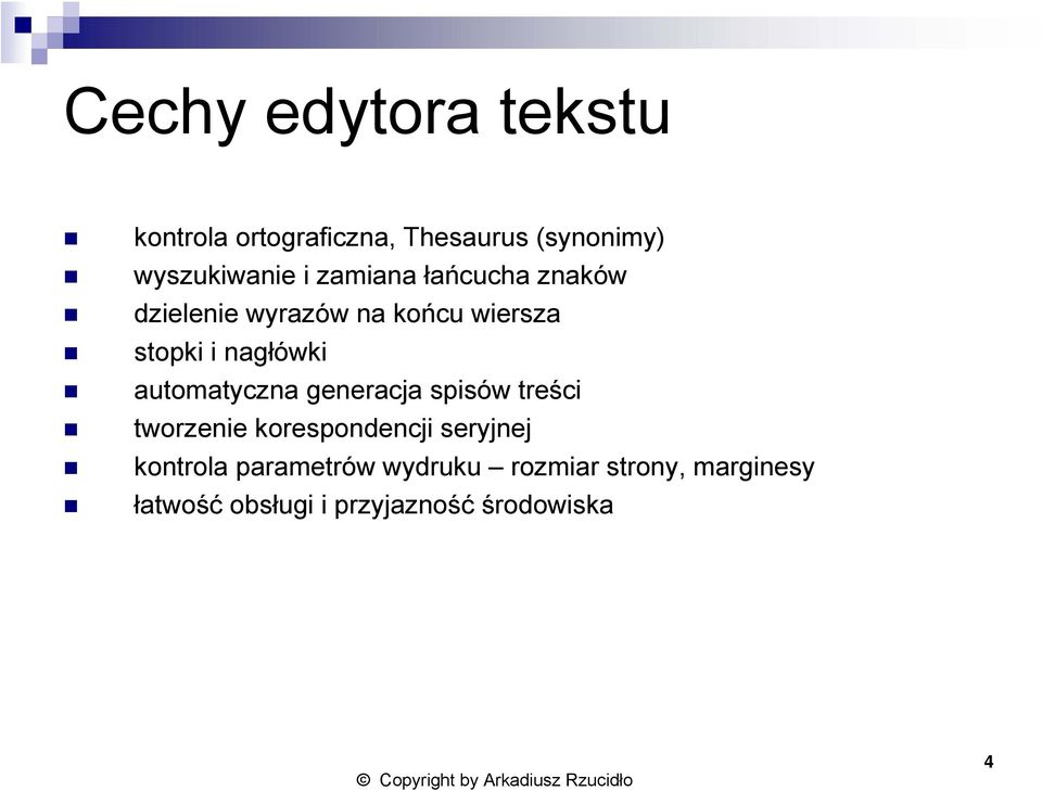 automatyczna generacja spisów treści tworzenie korespondencji seryjnej kontrola