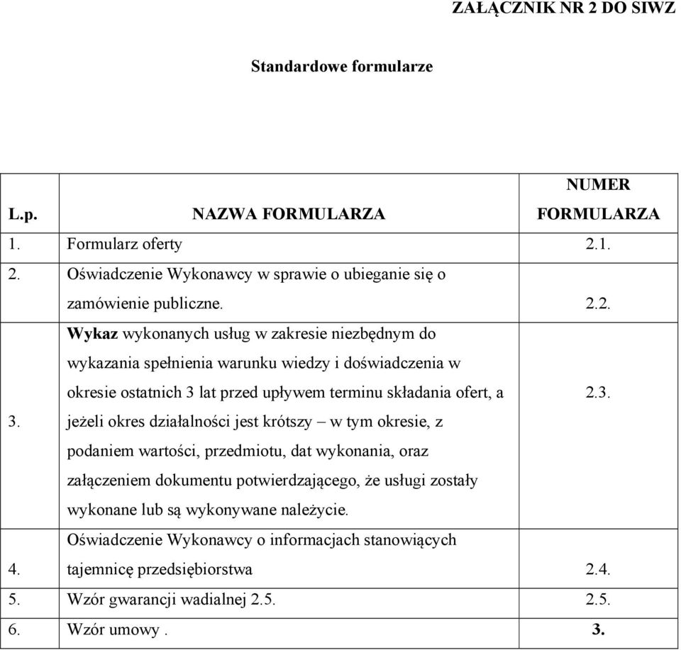 lat przed upływem terminu składania ofert, a 2.3. 3.