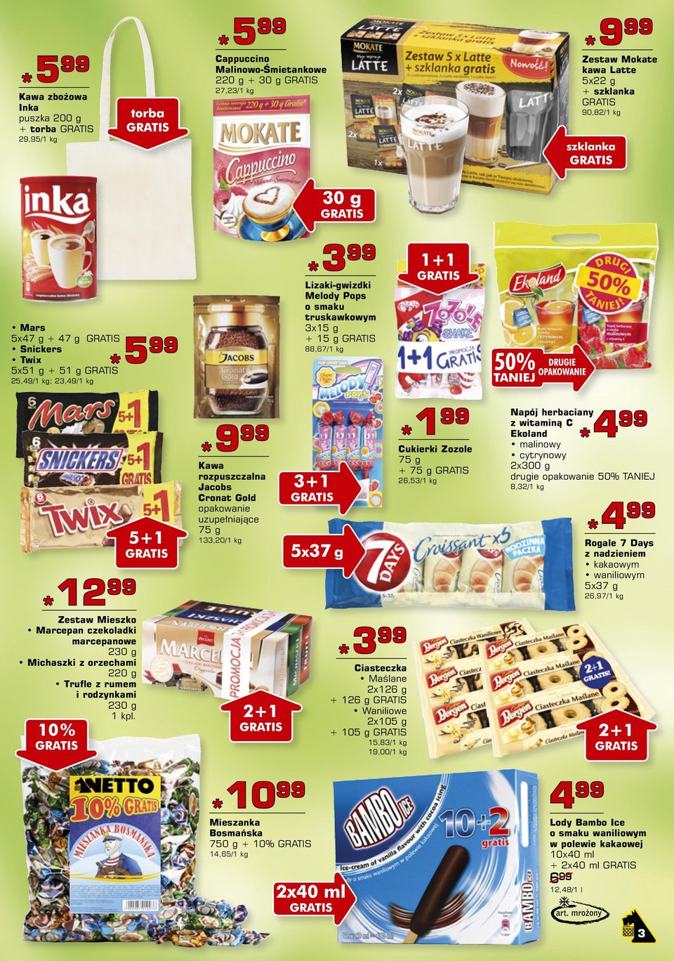 czekoladki marcepanowe 230 g Michaszki z orzechami 220 g Trufle z rumem i rodzynkami 230 g 1 kpl.