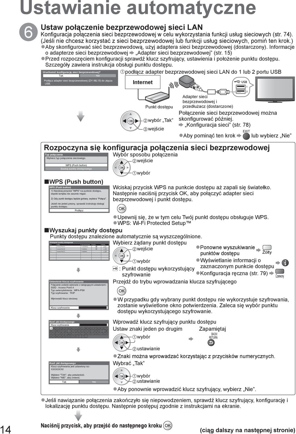Informacje o adapterze sieci bezprzewodowej Adapter sieci bezprzewodowej (str. 15) Przed rozpoczęciem konfiguracji sprawdź klucz szyfrujący, ustawienia i położenie punktu dostępu.