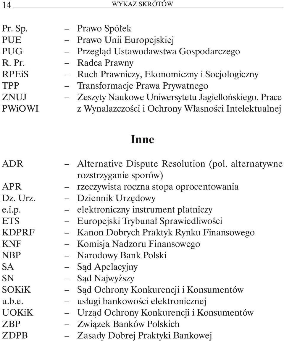 alternatywne rozstrzyganie sporów) rzeczywista roczna stopa oprocentowania Dziennik Urzędowy elektroniczny instrument płatniczy Europejski Trybunał Sprawiedliwości Kanon Dobrych Praktyk Rynku