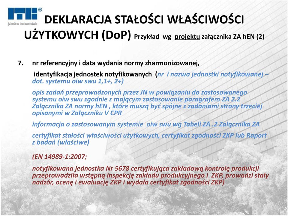 systemu oiw swu 1,1+, 2+) opis zadań przeprowadzonych przez JN w powiązaniu do zastosowanego systemu oiw swu zgodnie z mającym zastosowanie paragrafem ZA 2.