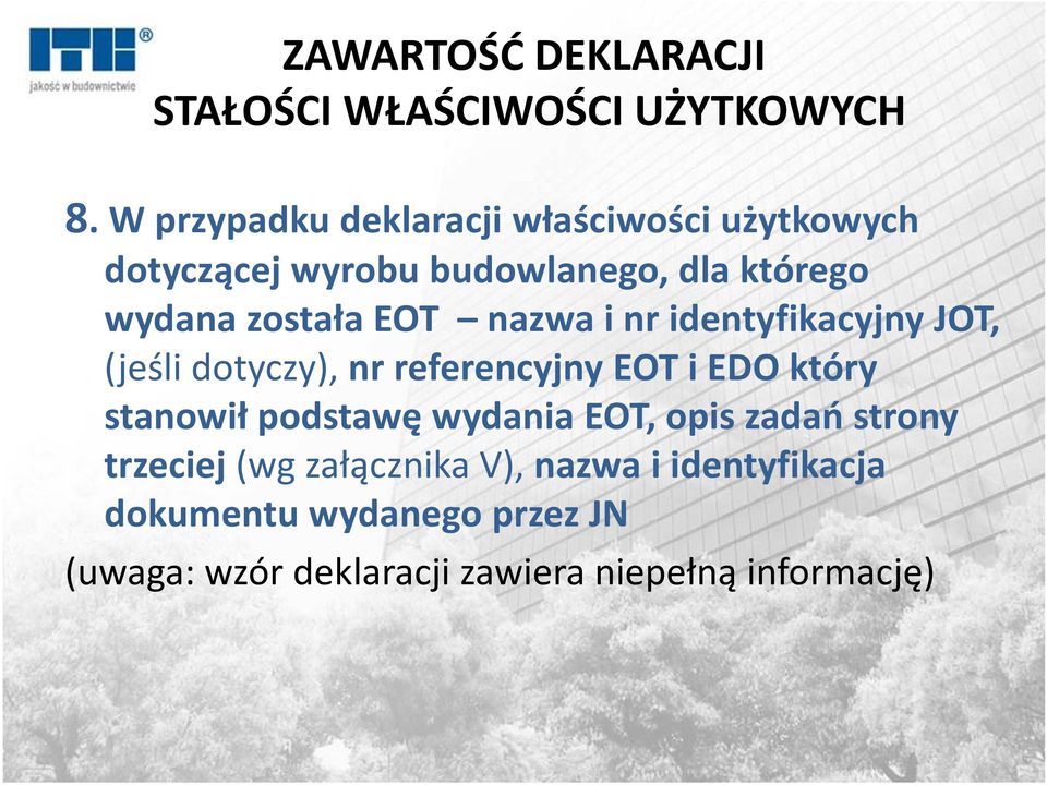 EOT nazwa i nr identyfikacyjny JOT, (jeśli dotyczy), nr referencyjny EOT i EDO który stanowił podstawę