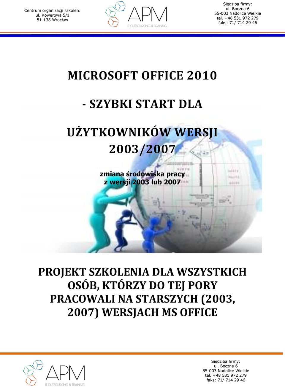 lub 2007 PROJEKT SZKOLENIA DLA WSZYSTKICH OSÓB, KTÓRZY DO
