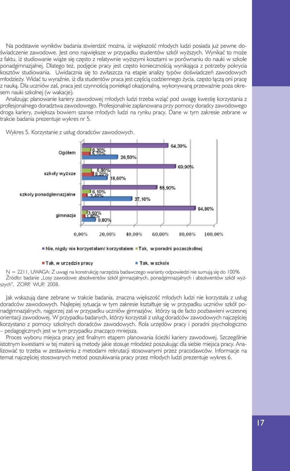 Dlatego też, podjęcie pracy jest często oniecznością wyniająca z potrzeby porycia osztów studiowania. Uwidacznia się to zwłaszcza na etapie analizy typów doświadczeń zawodowych młodzieży.