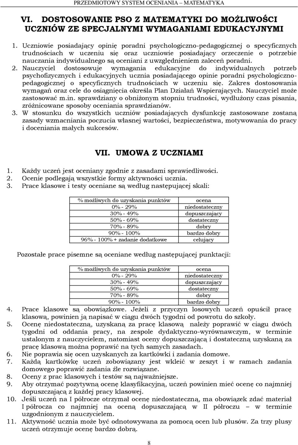 uwzględnieniem zaleceń poradni. 2.
