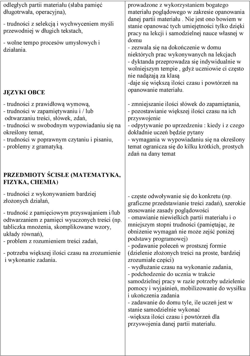 poprawnym czytaniu i pisaniu, - problemy z gramatyką. prowadzone z wykorzystaniem bogatego materiału poglądowego w zakresie opanowania danej partii materiału.