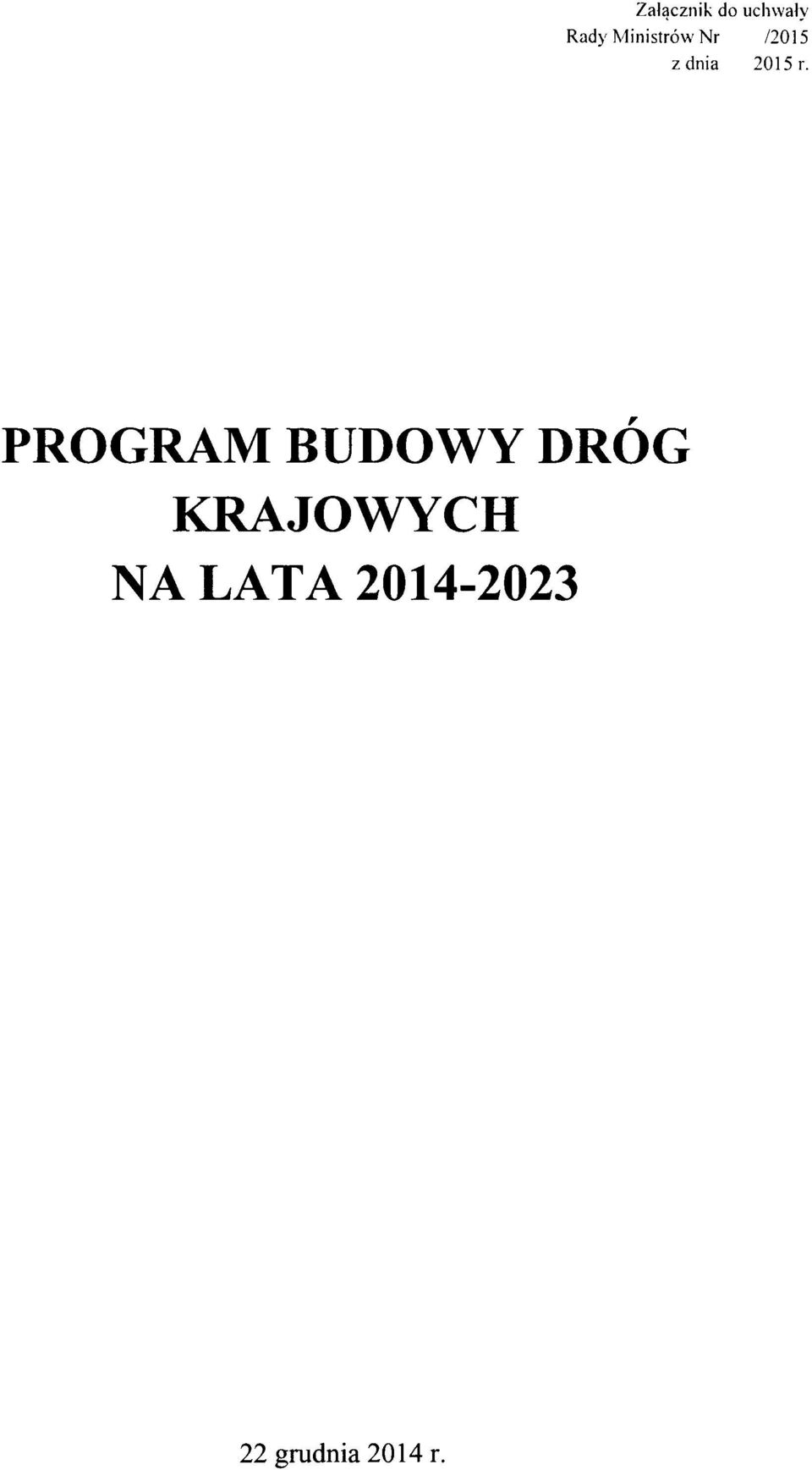 PROGRAM BUDOWY DROG KRAJOWYCH