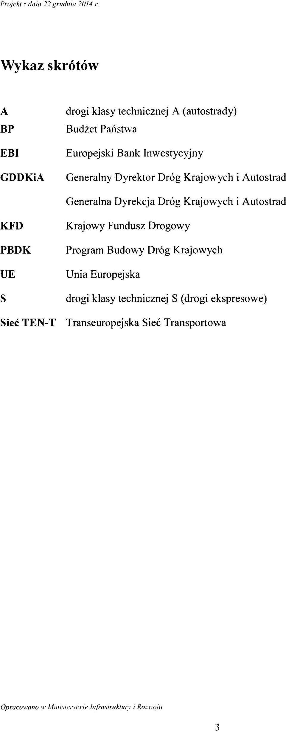 Generalny Dyrektr Drg Krajwych i Autstrad Generalna Dyrekcja Drg Krajwych i Autstrad KFD PBDK UE S Siec TEN-T