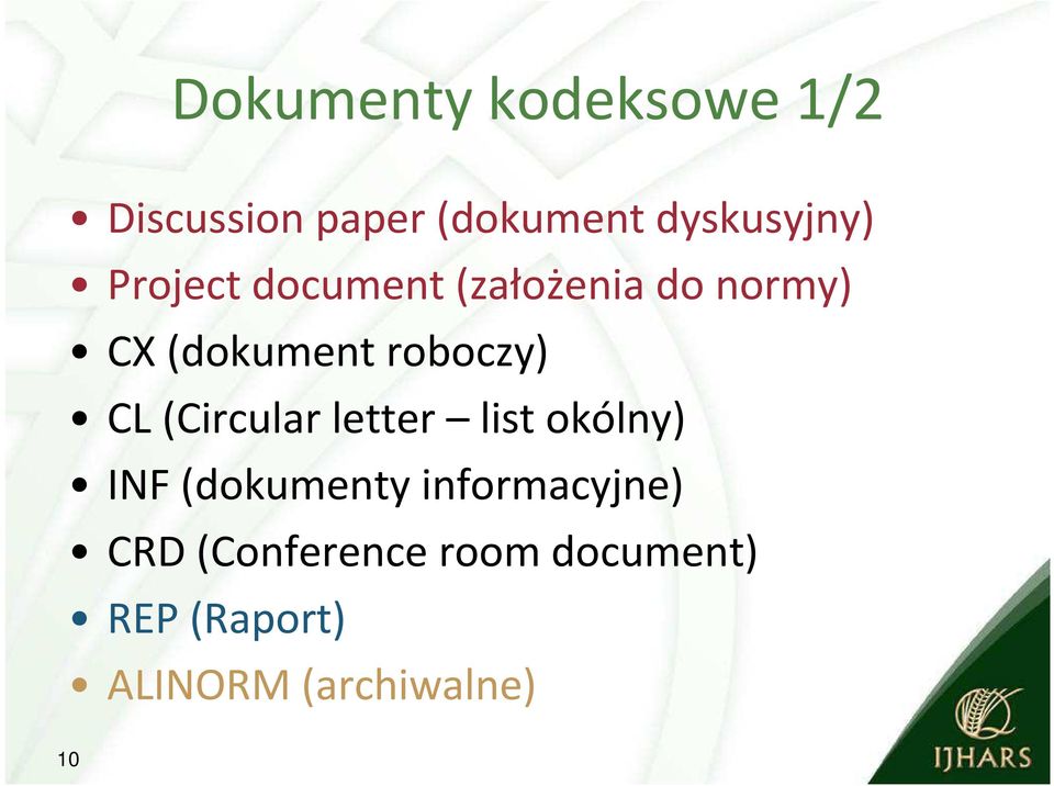 (Circular letter list okólny) INF (dokumenty informacyjne) CRD