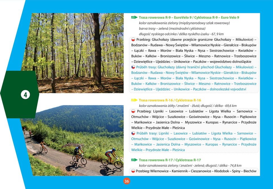 Siestrzechowice Kwiatków Buków Kałków Broniszowice Śliwice Meszno Ratnowice Trzeboszowice Dziewiętlice Ujeździec Unikowice Paczków województwo dolnośląskie Průběh trasy: Głuchołazy (dávný hraniční