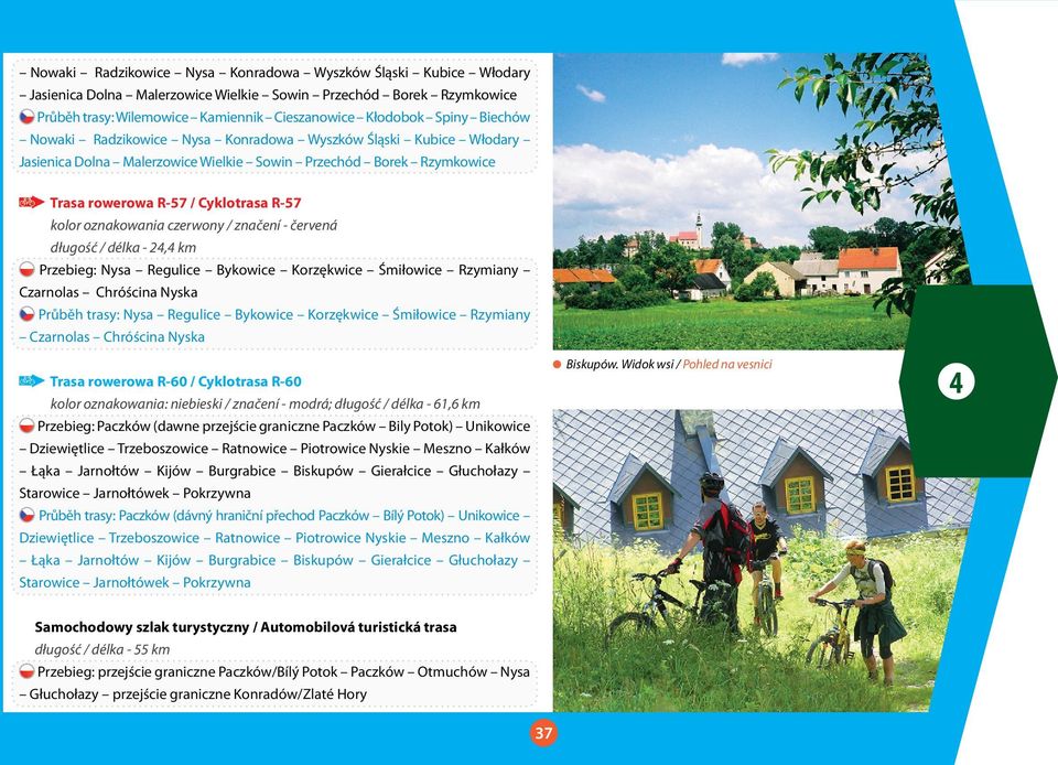 czerwony / značení - červená długość / délka - 24,4 km Przebieg: Nysa Regulice Bykowice Korzękwice Śmiłowice Rzymiany Czarnolas Chróścina Nyska Průběh trasy: Nysa Regulice Bykowice Korzękwice