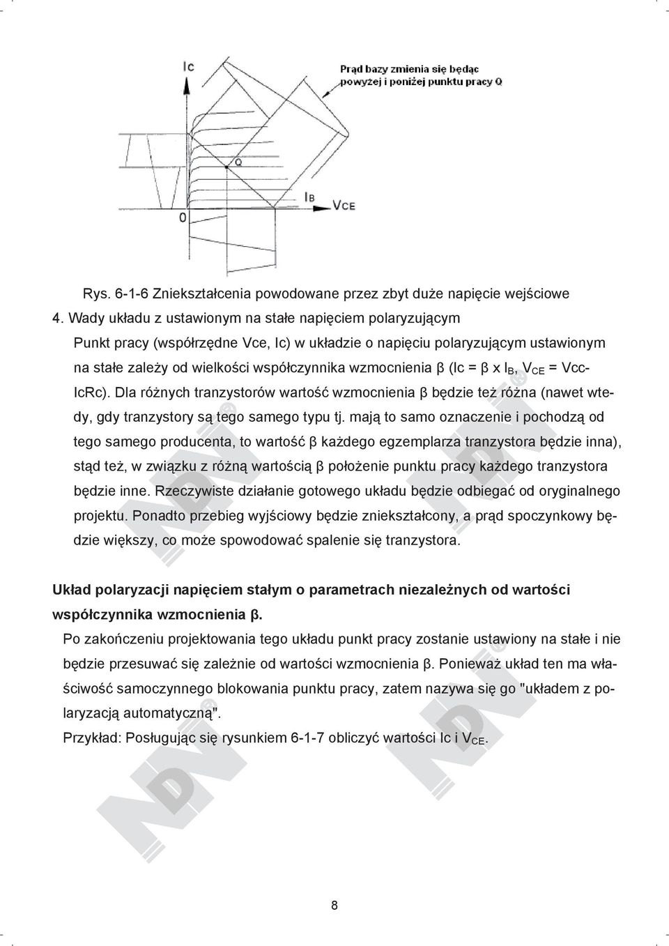 x I B, V CE = Vcc- IcRc). Dla ró nych tranzystorów warto wzmocnienia b dzie te ró na (nawet wtedy, gdy tranzystory s tego samego typu tj.