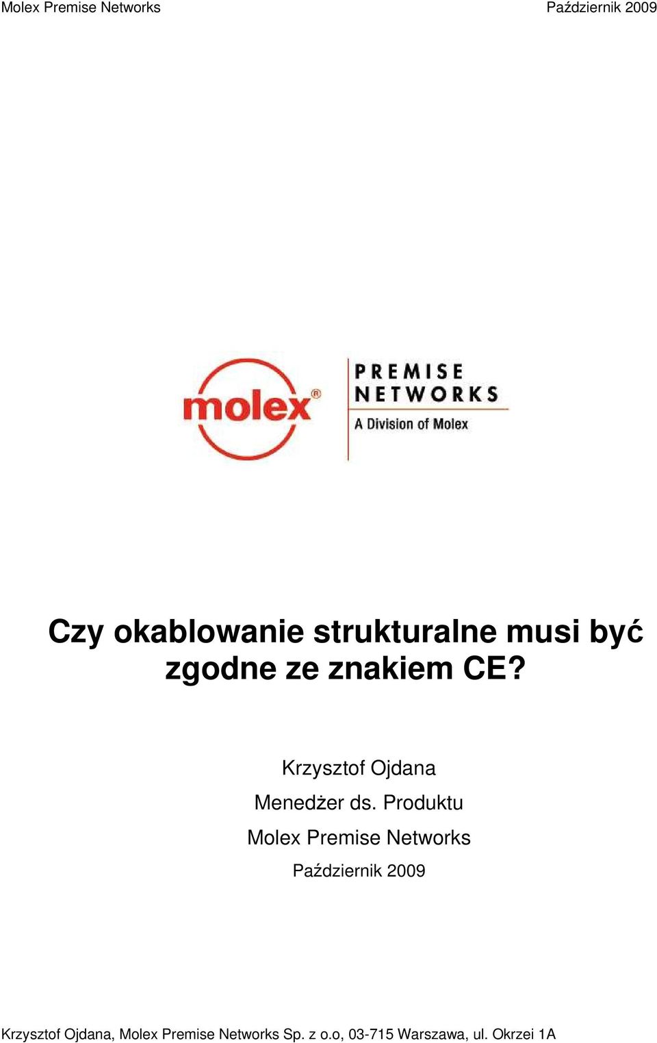 Krzysztof Ojdana Menedżer ds.