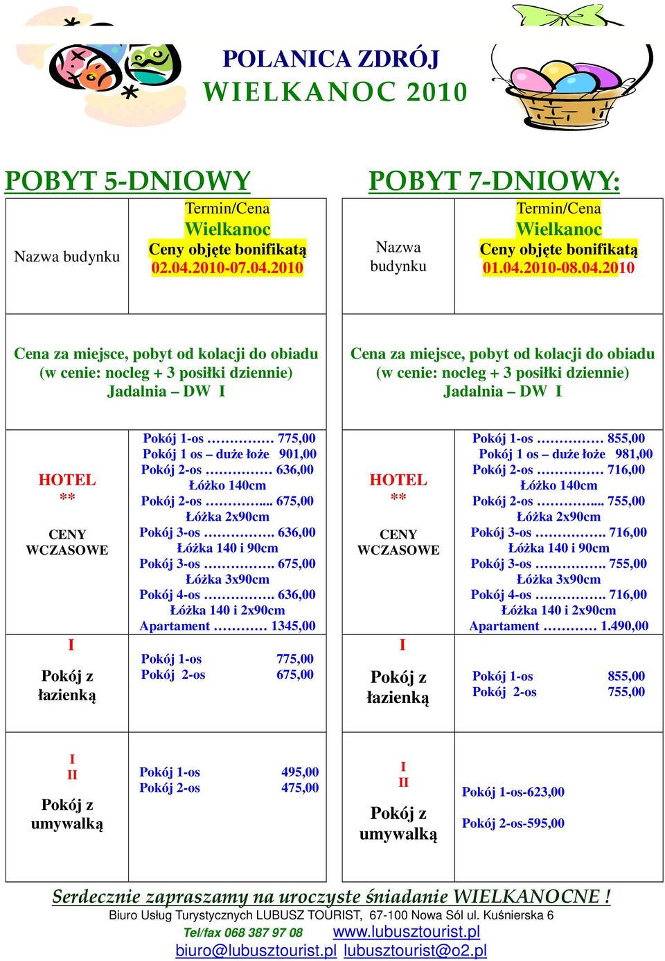 2010 POBYT 7-DNOWY: Nazwa budynku Wielkanoc 01.04.