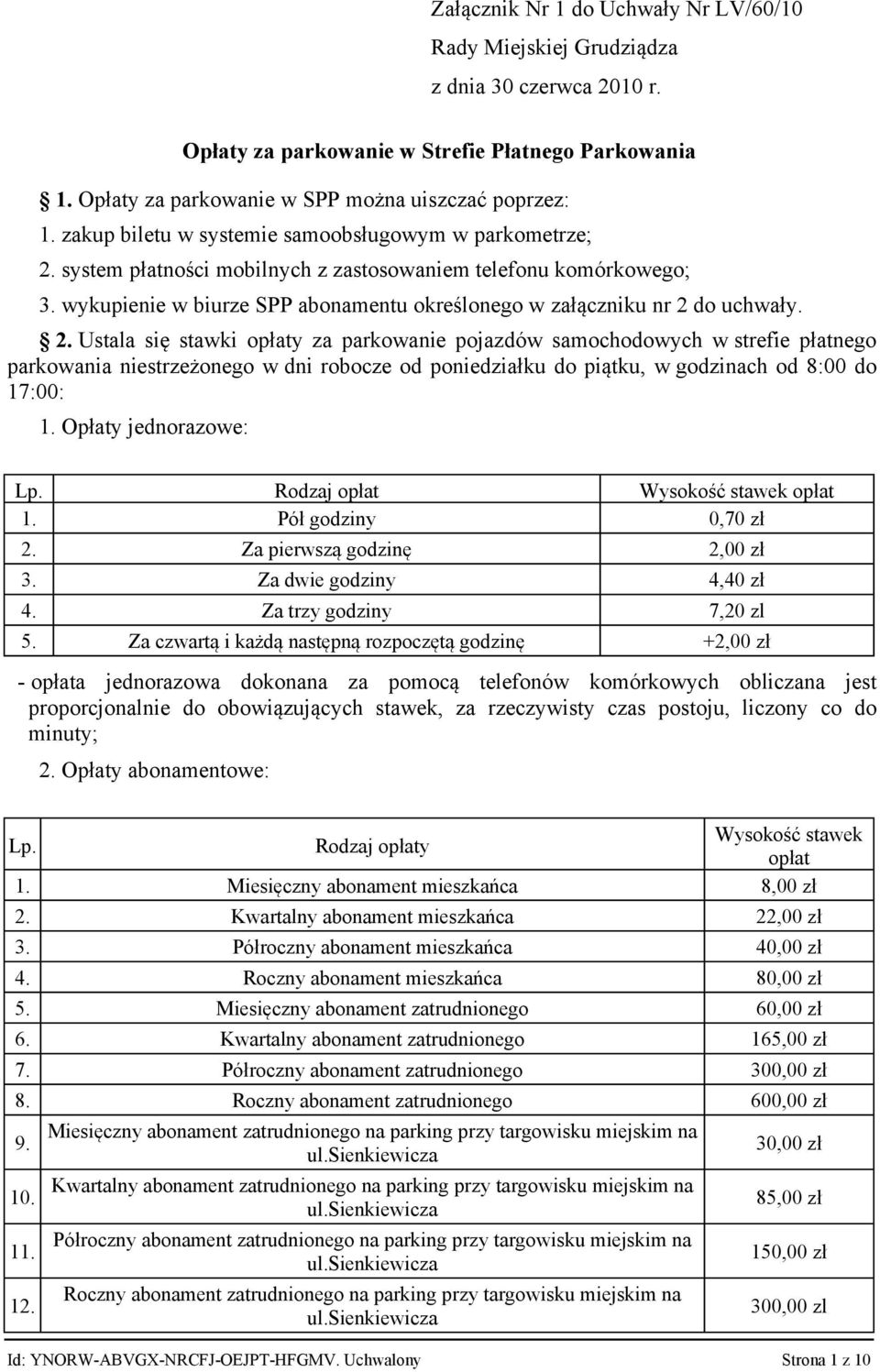 wykupienie w biurze SPP abonamentu określonego w załączniku nr 2 