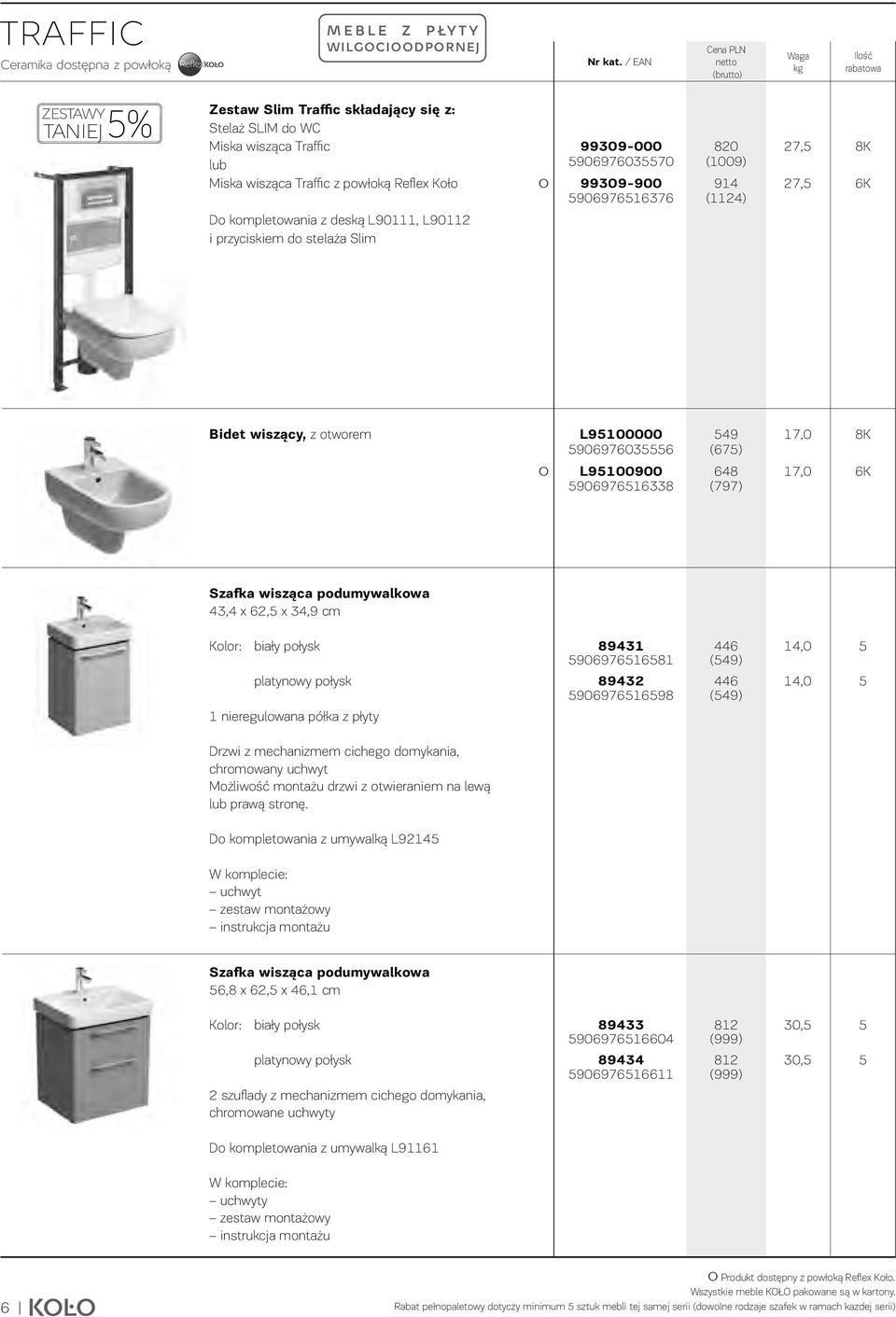 do stelaża Slim 99309-000 9069760370 99309-900 9069766376 820 (009) 94 (24) 27, 27, 8K 6K Bidet wiszący, z otworem L900000 906976036 L900900 9069766338 49 (67) 648 (797) 7,0 7,0 8K 6K Szafka wisząca