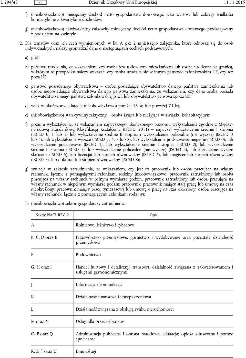 dochód netto gospodarstwa domowego przekazywany z podziałem na kwintyle. 2. Dla tematów oraz ich cech wymienionych w lit.