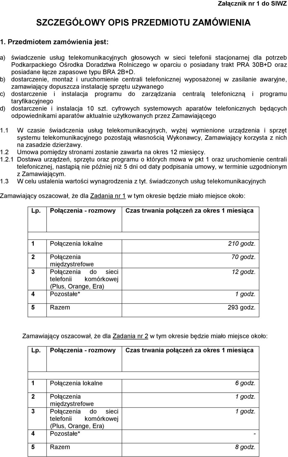 o posiadany trakt PRA 30B+D oraz posiadane łącze zapasowe typu BRA 2B+D.