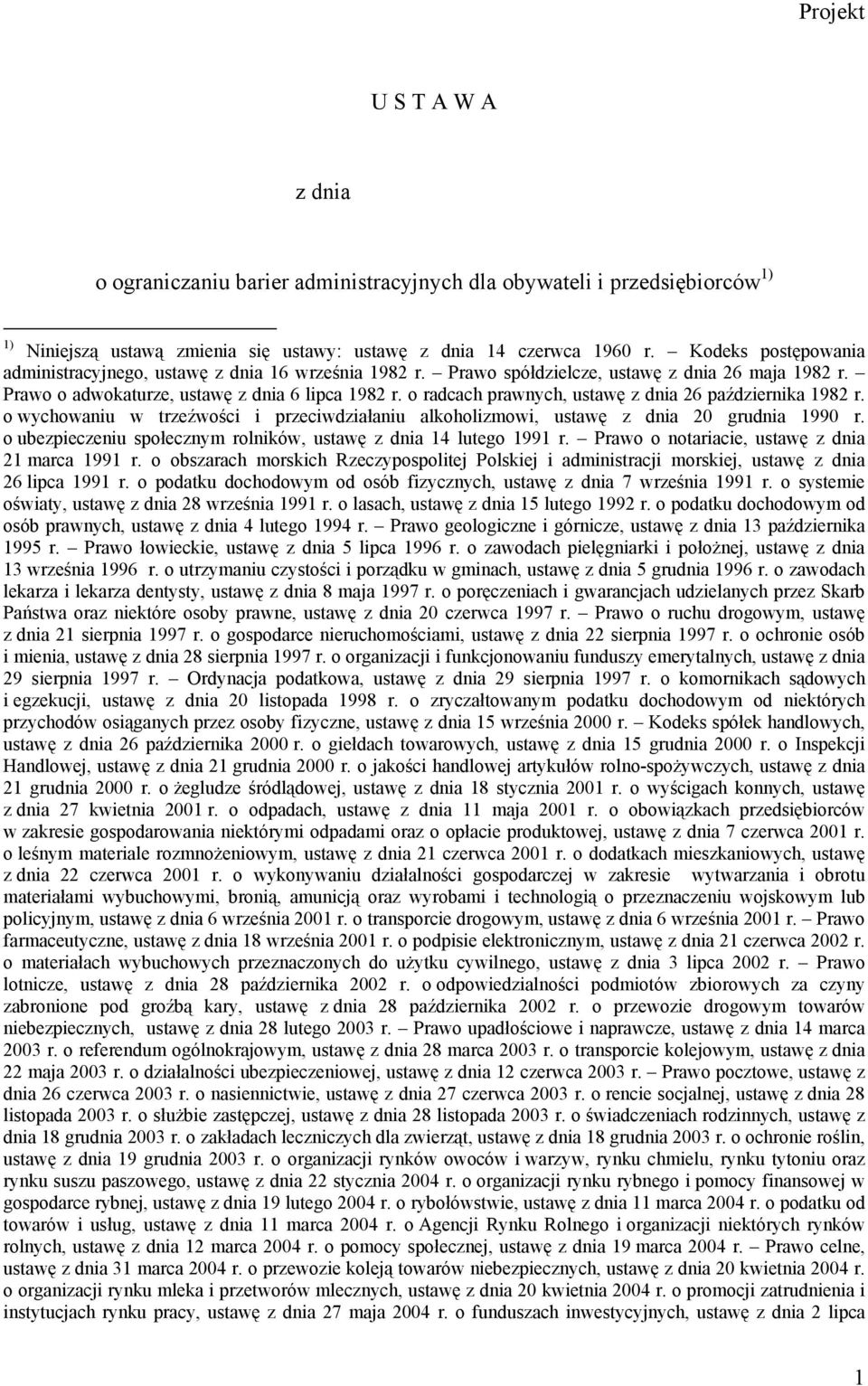 o radcach prawnych, ustawę z dnia 26 października 1982 r. o wychowaniu w trzeźwości i przeciwdziałaniu alkoholizmowi, ustawę z dnia 20 grudnia 1990 r.