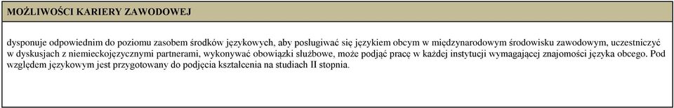 niemieckojęzycznymi partnerami, wykonywać obowiązki służbowe, może podjąć pracę w każdej instytucji