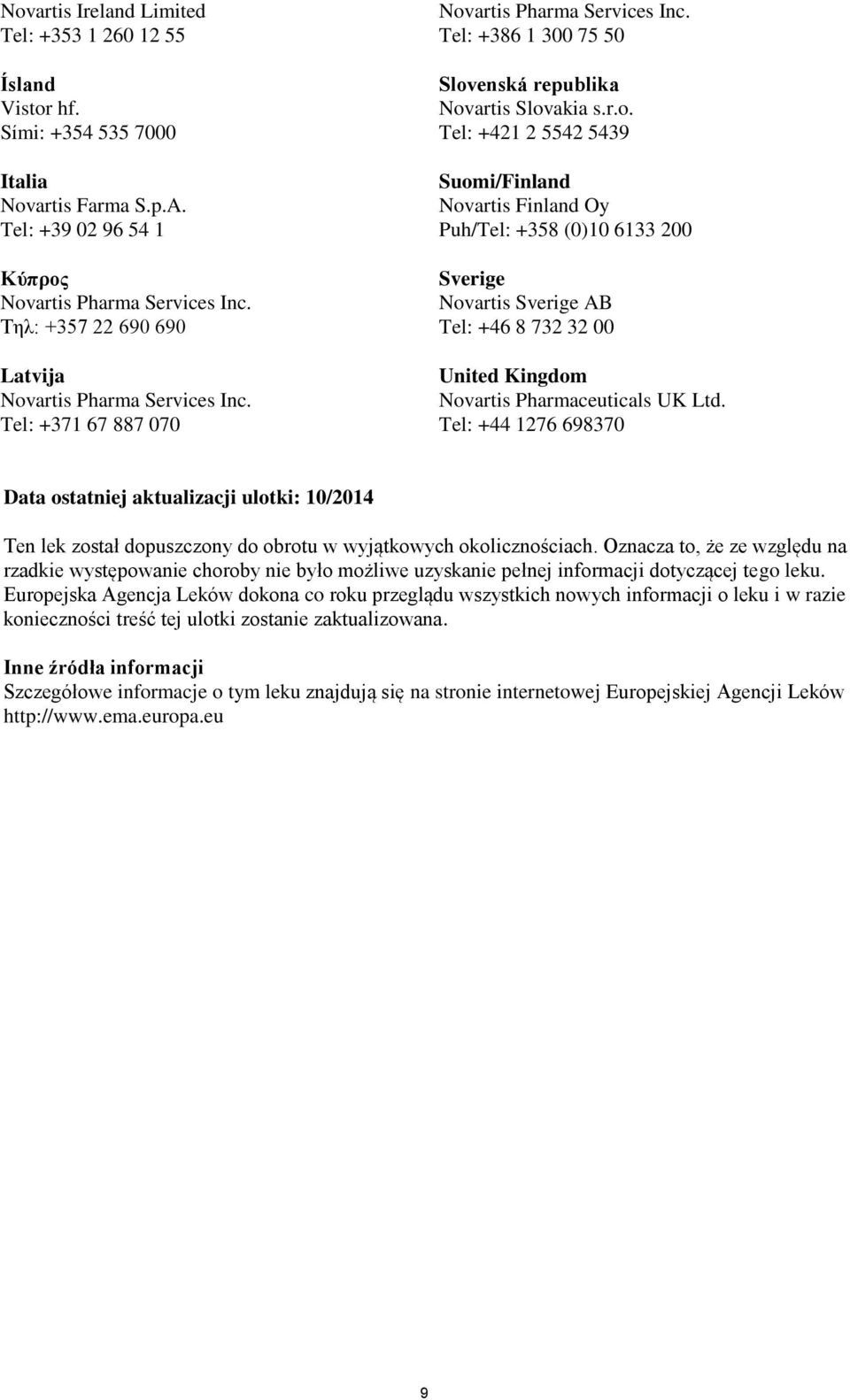 artis Pharma Services Inc. Tel: +371 67 887 070 Nov