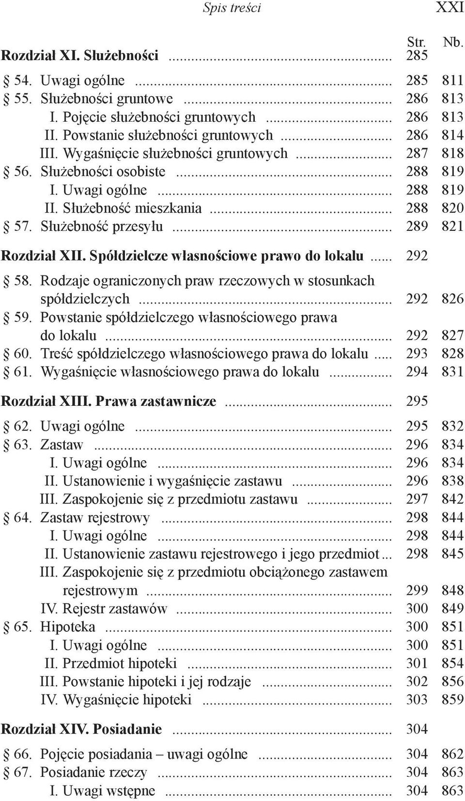 .. 289 821 Rozdział XII. Spółdzielcze własnościowe prawo do lokalu... 292 58. Rodzaje ograniczonych praw rzeczowych w stosunkach spółdzielczych... 292 826 59.