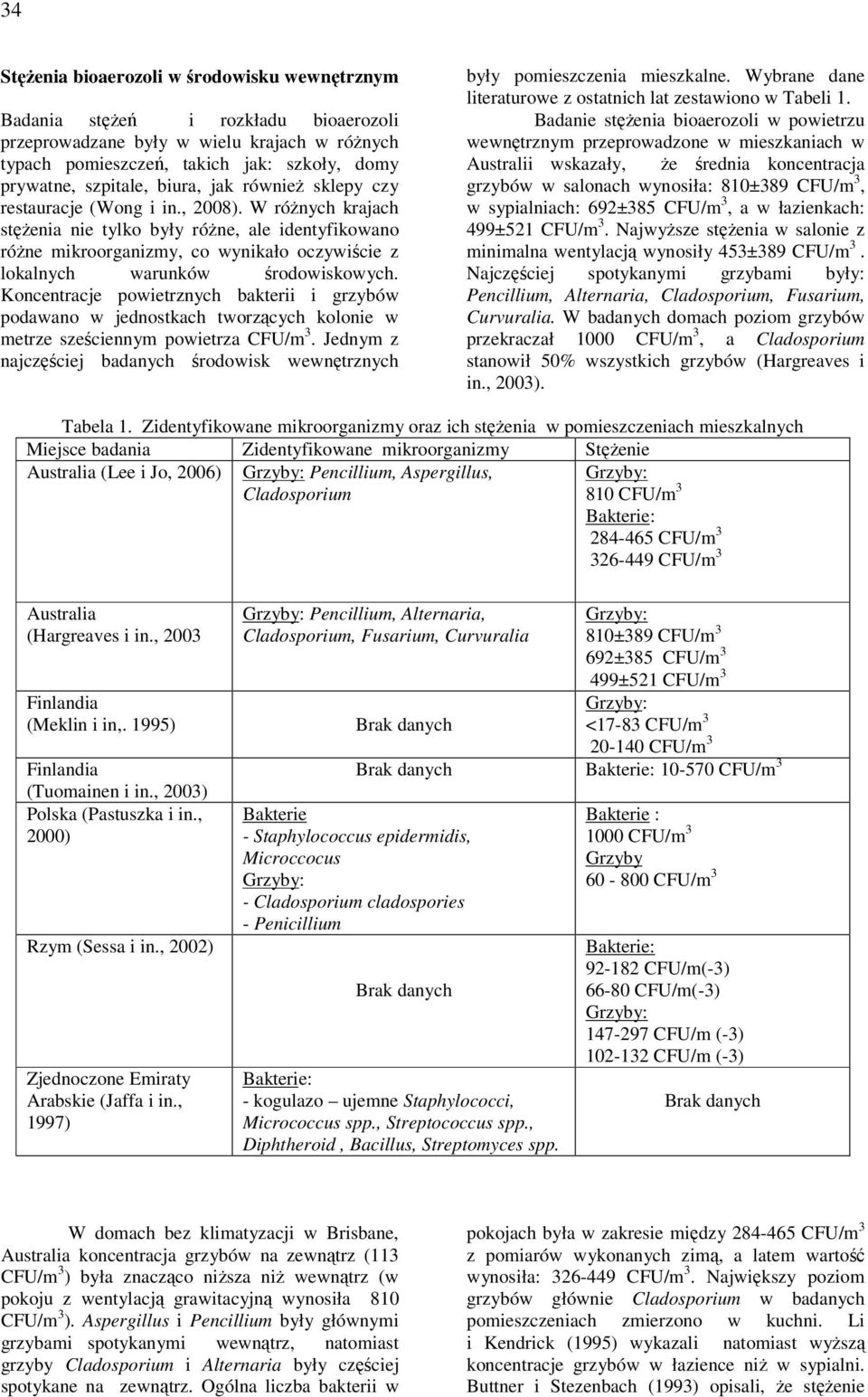W różnych krajach stężenia nie tylko były różne, ale identyfikowano różne mikroorganizmy, co wynikało oczywiście z lokalnych warunków środowiskowych.
