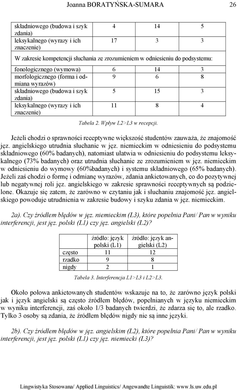 Jeżeli chodzi o sprawności receptywne większość studentów zauważa, że znajomość jęz. angielskiego utrudnia słuchanie w jęz.