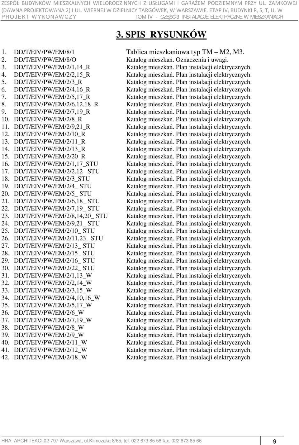 DD/T/EIV/PW/EM/2/4,16_R Katalog mieszkań. Plan instalacji elektrycznych. 7. DD/T/EIV/PW/EM/2/5,17_R Katalog mieszkań. Plan instalacji elektrycznych. 8. DD/T/EIV/PW/EM/2/6,12,18_R Katalog mieszkań.