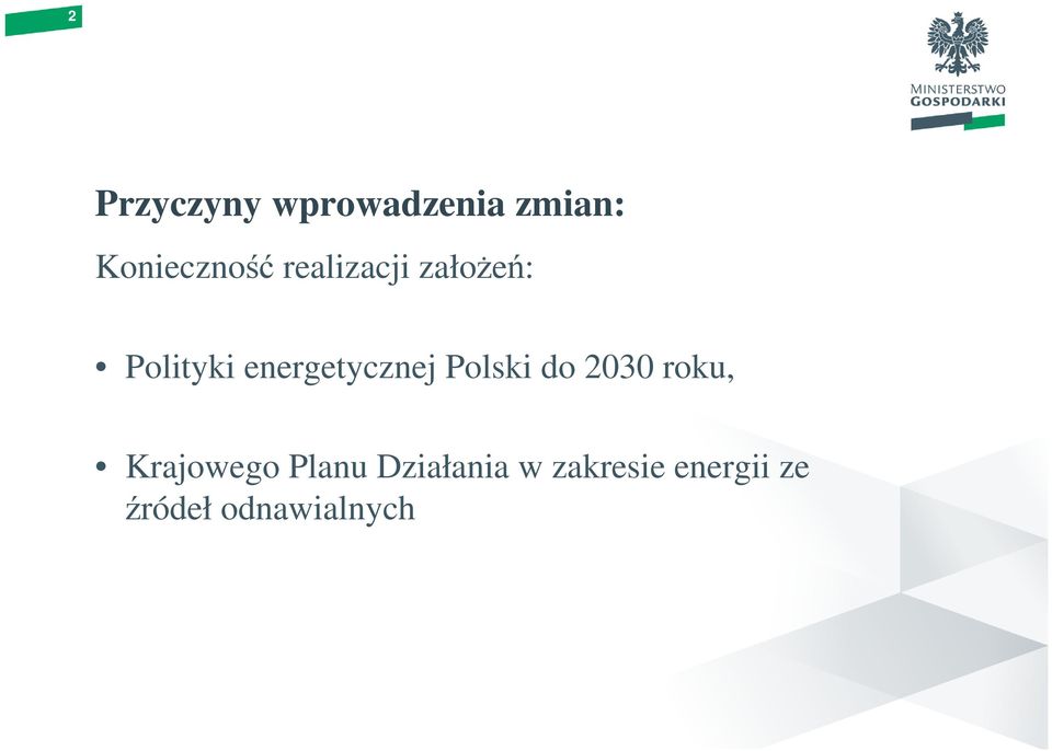 Polski do 2030 roku, Krajowego Planu