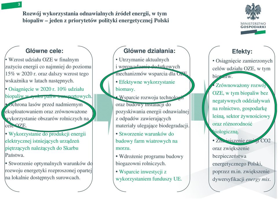 Ochrona lasów przed nadmiernym eksploatowaniem oraz zrównowaŝone wykorzystanie obszarów rolniczych na cele OZE.