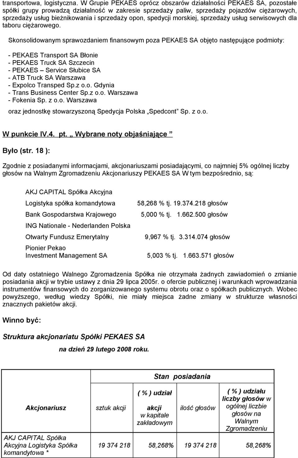 spedycji morskiej, sprzedaży usług serwisowych dla taboru ciężarowego.